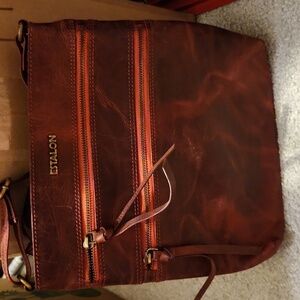 Estalon Purse crossbody leather red ish on color